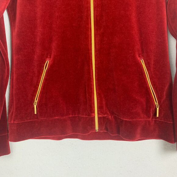 Lauren Ralph Lauren Women’s Medium Velvet Crest Zip Jacket Rich Red Glam Street - Picture 13 of 13